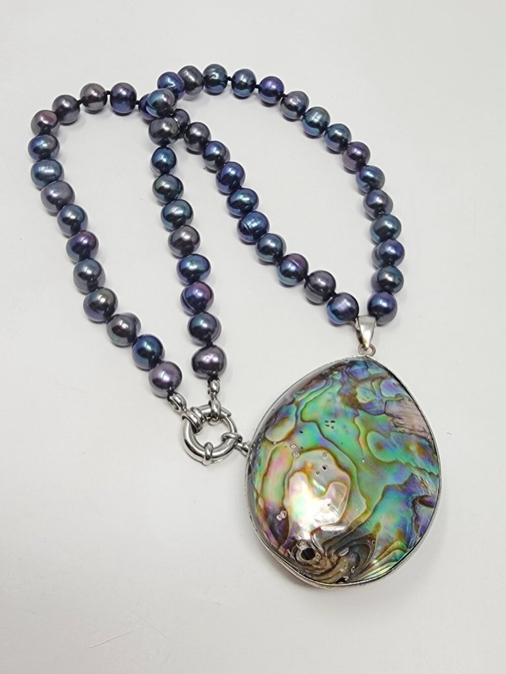 Freshwater Peacock Pearl Abalone Shell Pendant Necklace